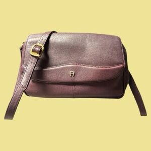 Vintage Etienne Aigner Dark Burgundy Crossbody Leather Bag
